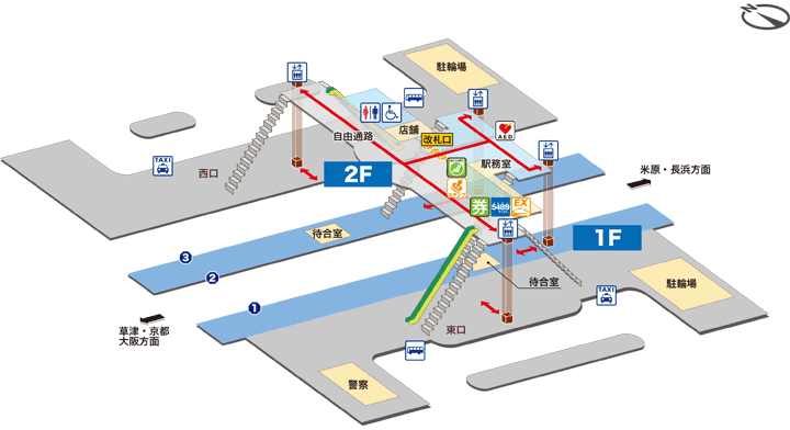ＪＲ河瀬駅構内図